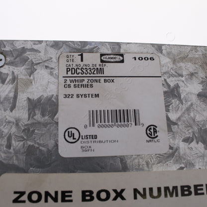 Hubbell 2 Whip Floor Zone Distribution Box CS Series 322 System PDCS332M1