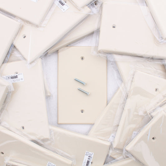 Hubbell PJ13I Ivory Unbreakable Mid-Size Covers 1-Gang Blank Box Mount 25pcs