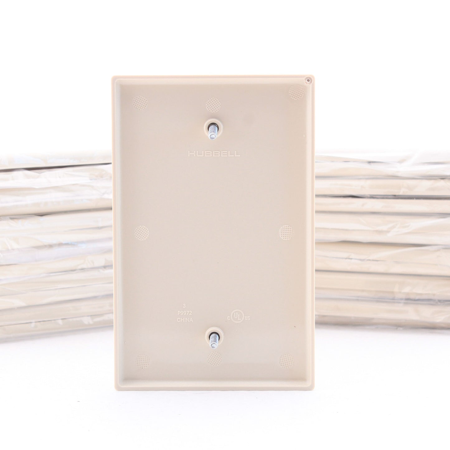 Hubbell PJ13I Ivory Unbreakable Mid-Size Covers 1-Gang Blank Box Mount 25pcs