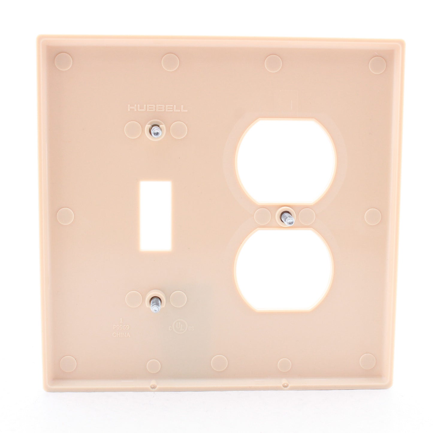Hubbell PJ18I Ivory Mid-Size Toggle Switch Duplex Outlet Receptacle Nylon Cover