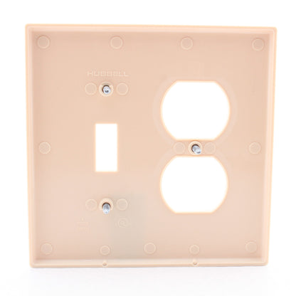 Hubbell PJ18I Ivory Mid-Size Toggle Switch Duplex Outlet Receptacle Nylon Cover