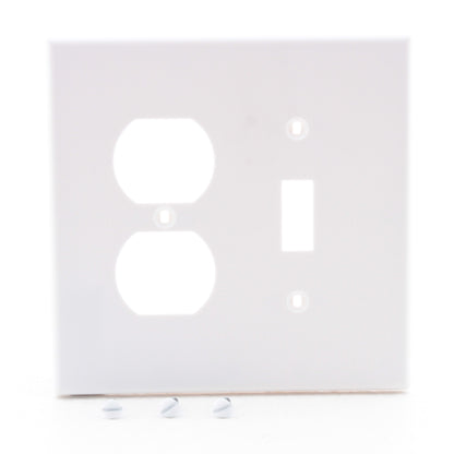 Hubbell PJ18W White Mid-Size Toggle Switch Duplex Outlet Receptacle Nylon Cover