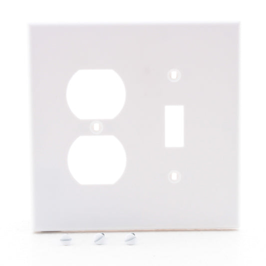Hubbell PJ18W White Mid-Size Toggle Switch Duplex Outlet Receptacle Nylon Cover