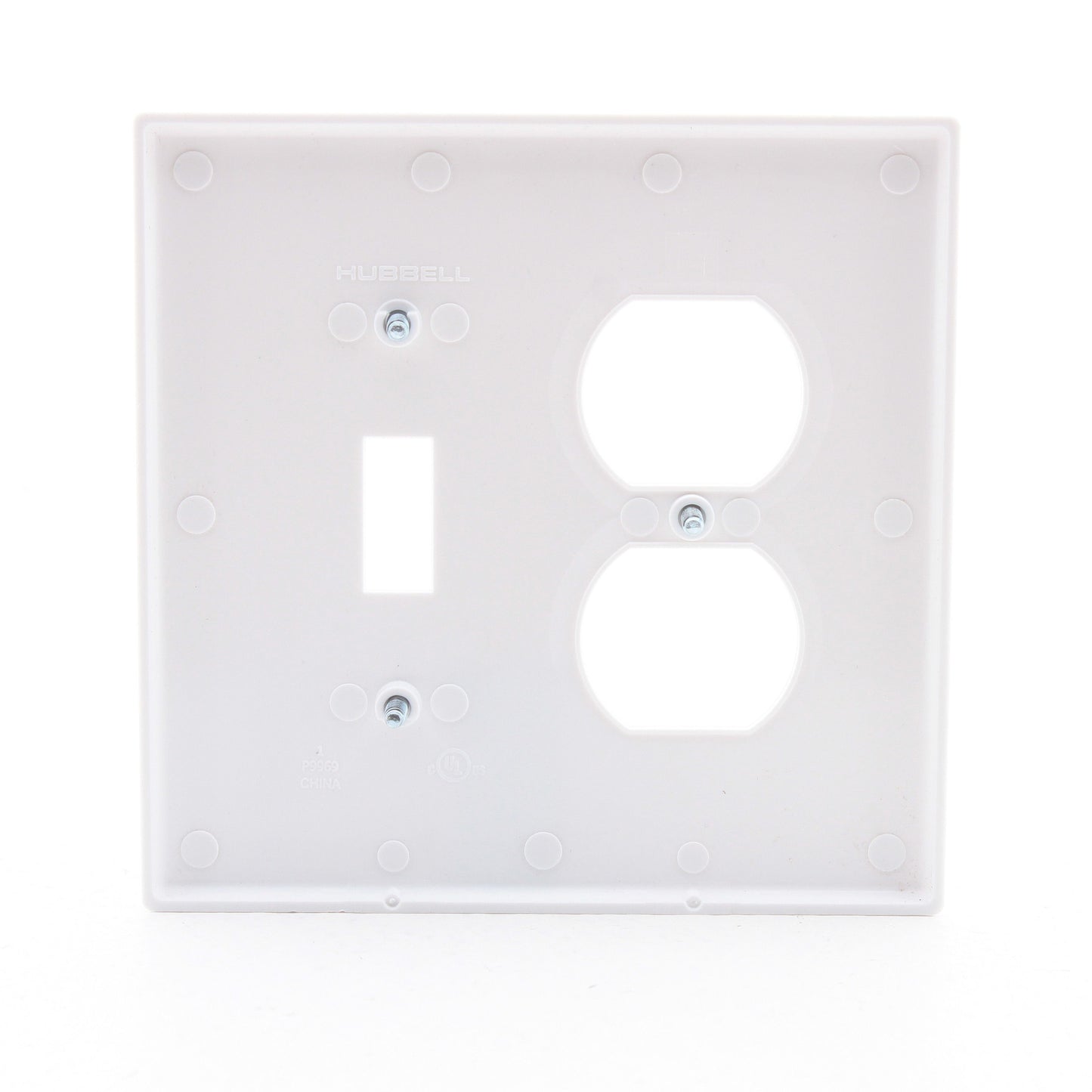Hubbell PJ18W White Mid-Size Toggle Switch Duplex Outlet Receptacle Nylon Cover