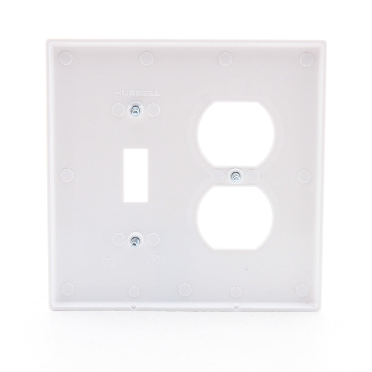 Hubbell PJ18W White Mid-Size Toggle Switch Duplex Outlet Receptacle Nylon Cover