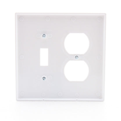 Hubbell PJ18W White Mid-Size Toggle Switch Duplex Outlet Receptacle Nylon Cover