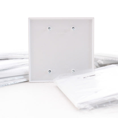 Hubbell PJ23W White Unbreakable Mid-Size 2-Gang Box Mount Blank Nylon Cover 25pc