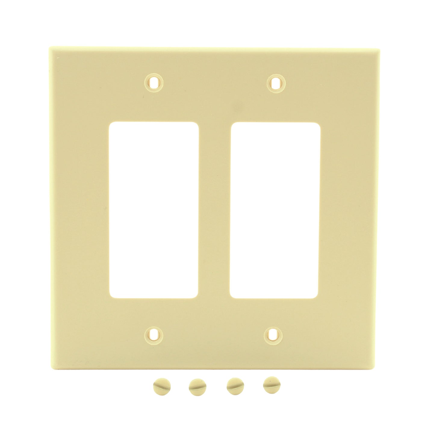 Hubbell PJ262I Ivory 2-Gang Unbreakable Decorator GFCI Switch Mid-Size Cover