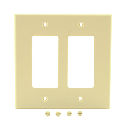 Hubbell PJ262I Ivory 2-Gang Unbreakable Decorator GFCI Switch Mid-Size Cover