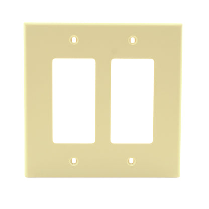Hubbell PJ262I Ivory 2-Gang Unbreakable Decorator GFCI Switch Mid-Size Cover