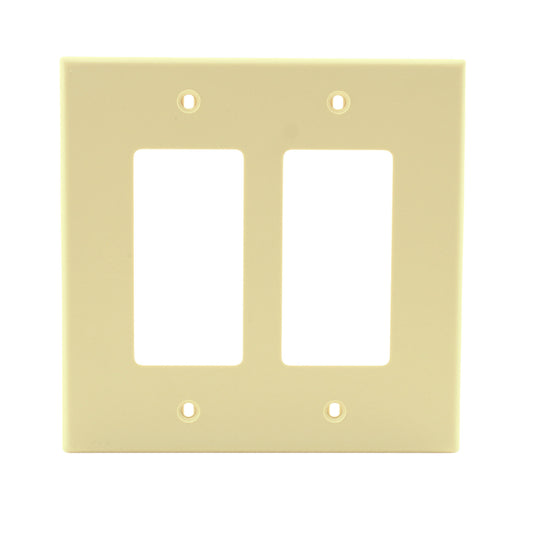 Hubbell PJ262I Ivory 2-Gang Unbreakable Decorator GFCI Switch Mid-Size Cover
