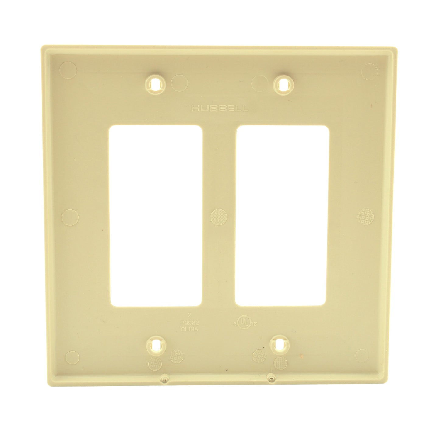 Hubbell PJ262I Ivory 2-Gang Unbreakable Decorator GFCI Switch Mid-Size Cover