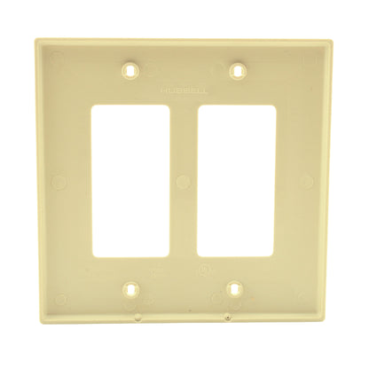 Hubbell PJ262I Ivory 2-Gang Unbreakable Decorator GFCI Switch Mid-Size Cover
