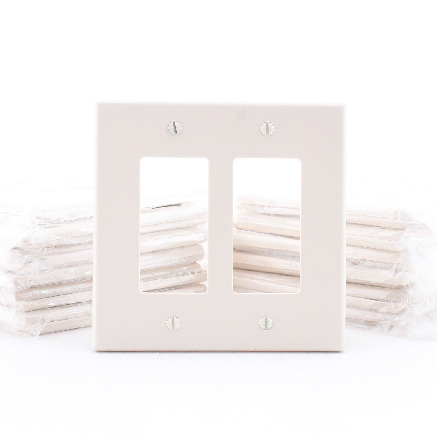 Hubbell PJ262LA Light Almond 2-Gang Decorator GFCI Switch Mid-Size Covers 25pcs