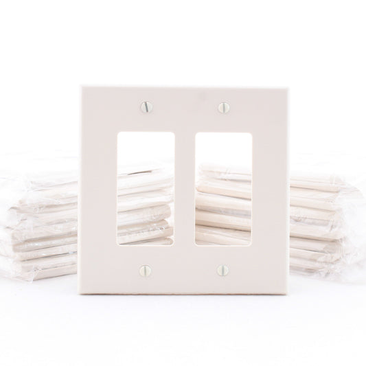 Hubbell PJ262LA Light Almond 2-Gang Decorator GFCI Switch Mid-Size Covers 25pcs