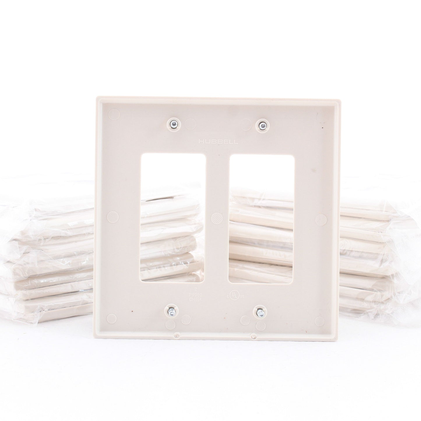 Hubbell PJ262LA Light Almond 2-Gang Decorator GFCI Switch Mid-Size Covers 25pcs