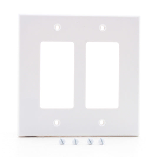 Hubbell PJ262W White 2-Gang Unbreakable Decorator GFCI Switch Mid-Size Cover