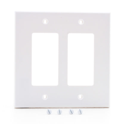 Hubbell PJ262W White 2-Gang Unbreakable Decorator GFCI Switch Mid-Size Cover