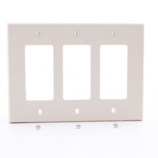 Hubbell PJ263LA Light Almond 3-Gang Nylon Decorator Switch Mid-Size GFCI Covers