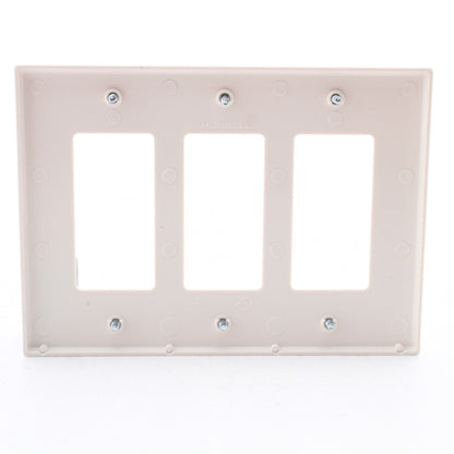 Hubbell PJ263LA Light Almond 3-Gang Nylon Decorator Switch Mid-Size GFCI Covers