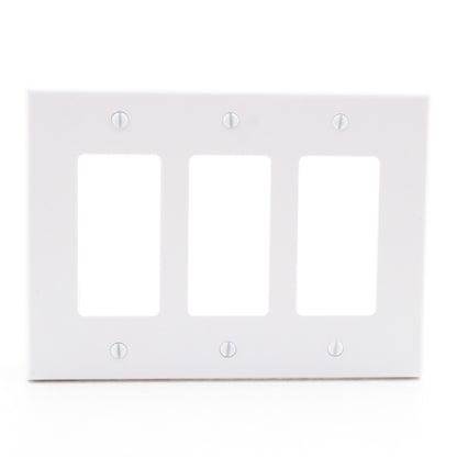 Hubbell PJ263W White 3-Gang Unbreakable Switch Cover Mid-Size GFCI Wallplate
