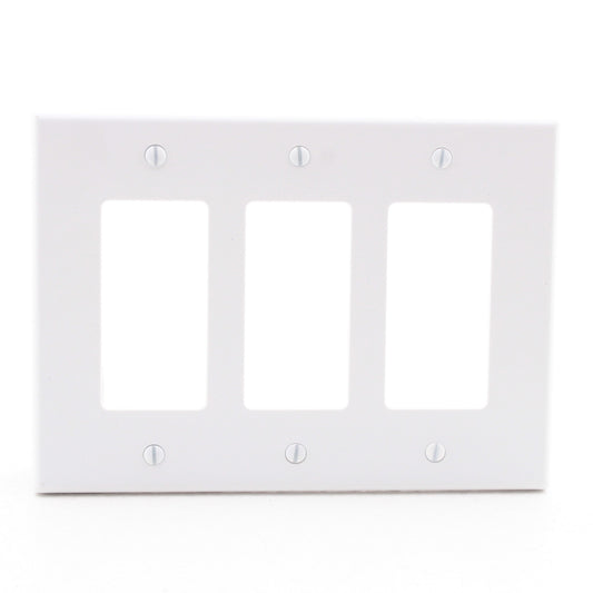 Hubbell PJ263W White 3-Gang Unbreakable Switch Cover Mid-Size GFCI Wallplate