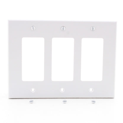 Hubbell PJ263W White 3-Gang Unbreakable Switch Cover Mid-Size GFCI Wallplate