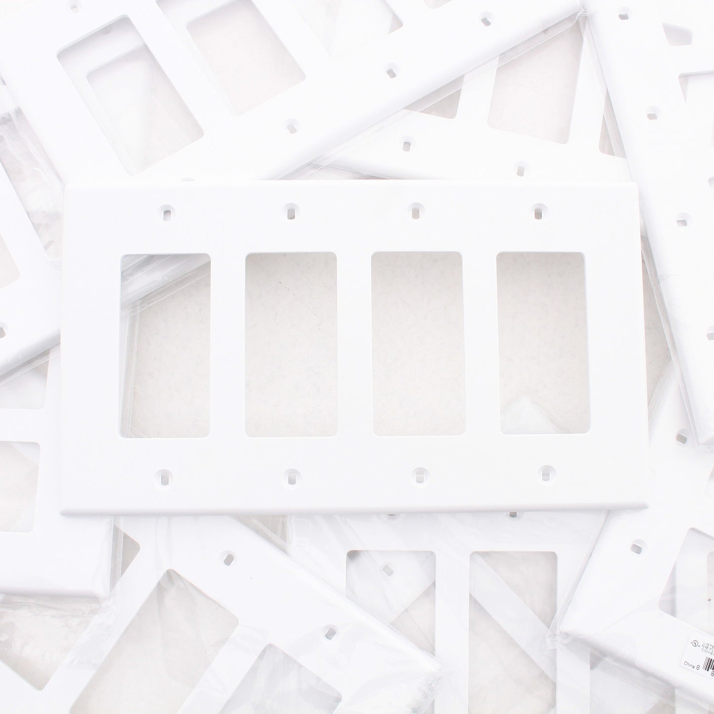 Hubbell PJ264W White 4-Gang Unbreakable Decorator Switch Covers Mid-Size 10pcs