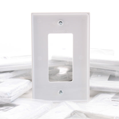 Hubbell PJ26W White 1-Gang Decorator Unbreakable Mid-Size GFCI Switch Cover 25pc
