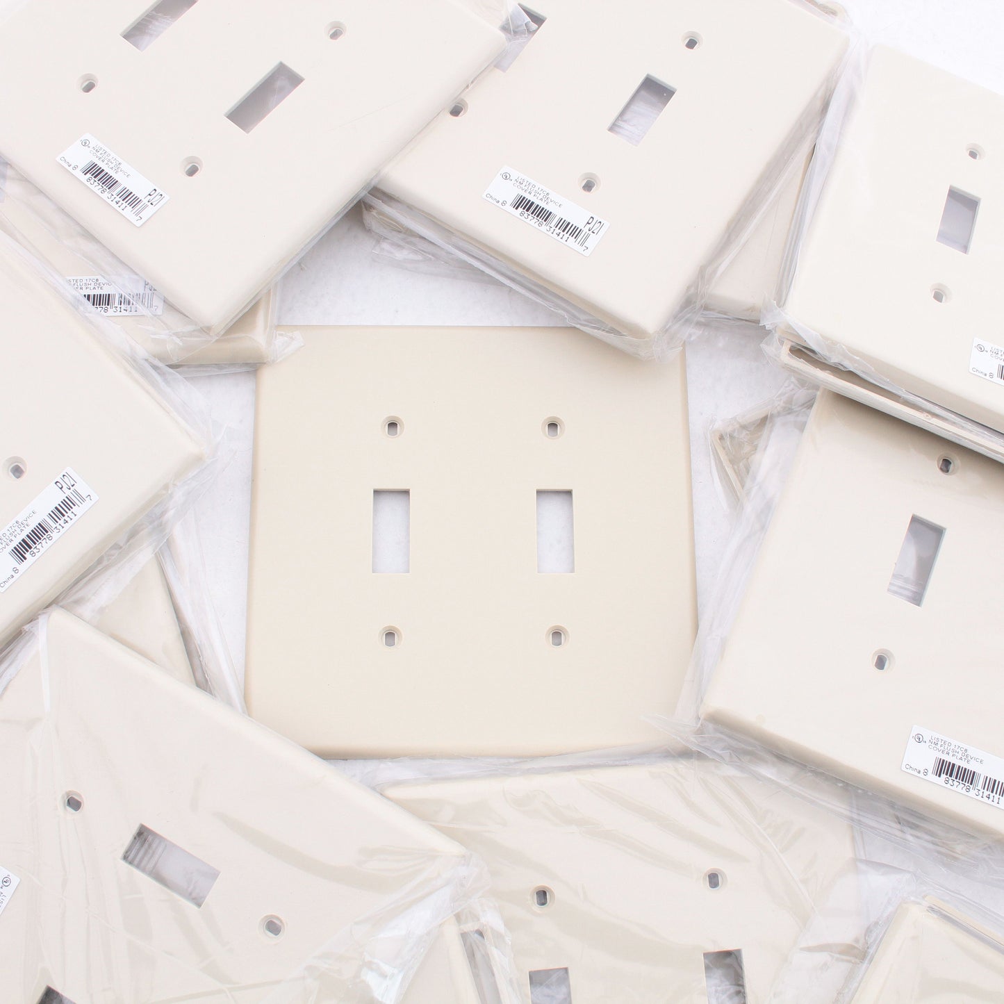 Hubbell PJ2I Ivory 2-Gang Mid-Size Toggle Switch Cover Nylon Wallplates 25pcs