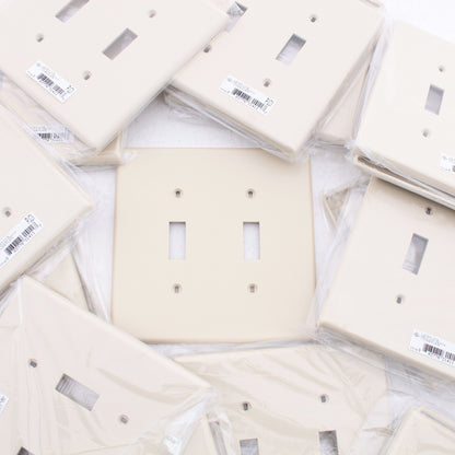 Hubbell PJ2I Ivory 2-Gang Mid-Size Toggle Switch Cover Nylon Wallplates 25pcs