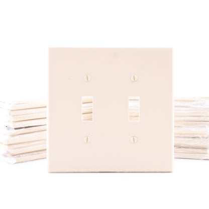Hubbell PJ2I Ivory 2-Gang Mid-Size Toggle Switch Cover Nylon Wallplates 25pcs