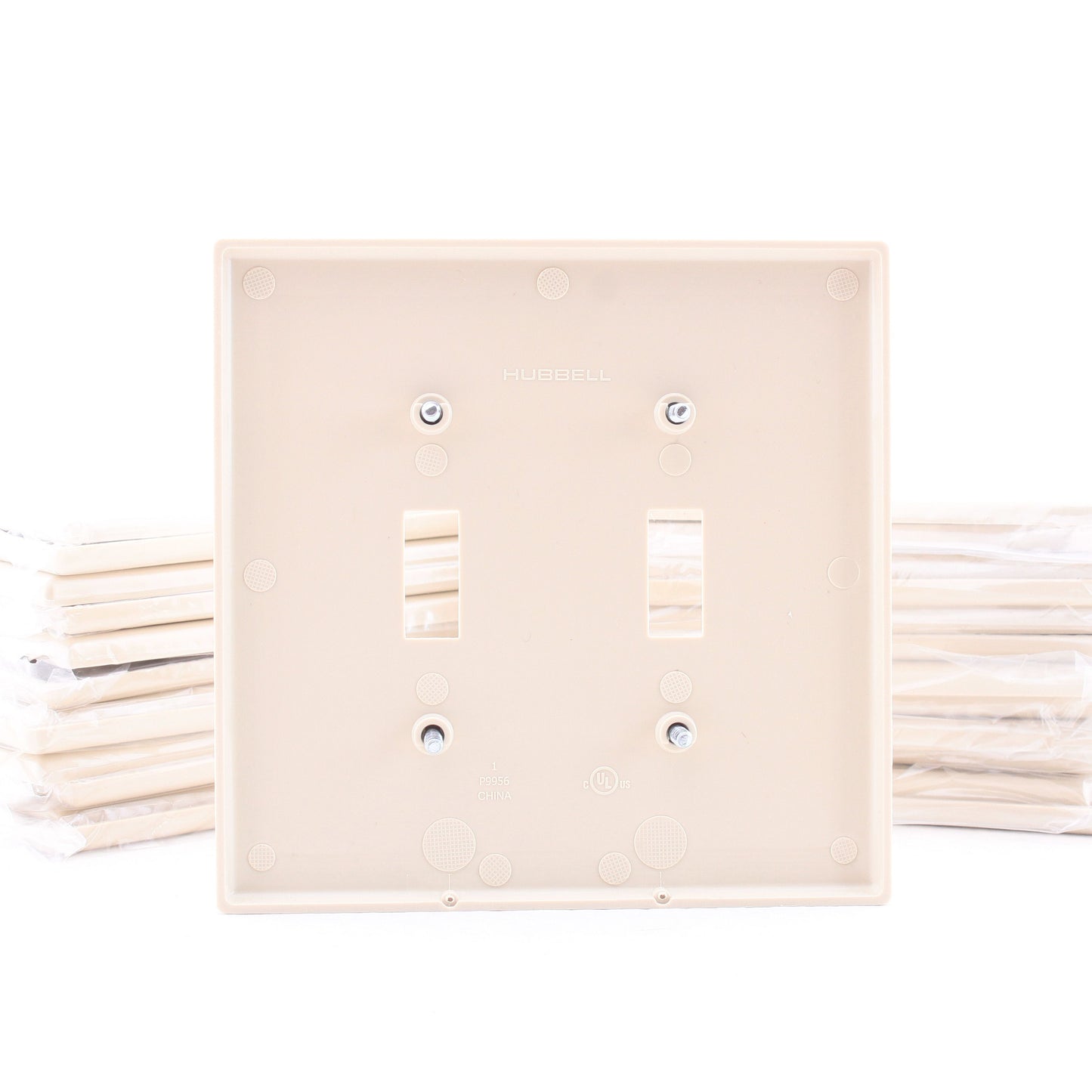 Hubbell PJ2I Ivory 2-Gang Mid-Size Toggle Switch Cover Nylon Wallplates 25pcs