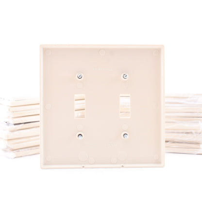 Hubbell PJ2I Ivory 2-Gang Mid-Size Toggle Switch Cover Nylon Wallplates 25pcs