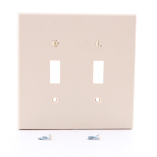 Hubbell PJ2I Ivory 2-Gang Unbreakable Mid-Size Toggle Switch Cover Wallplate