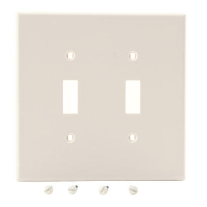 Hubbell PJ2LA Light Almond 2-Gang Unbreakable Mid-Size Toggle Switch Plate Cover