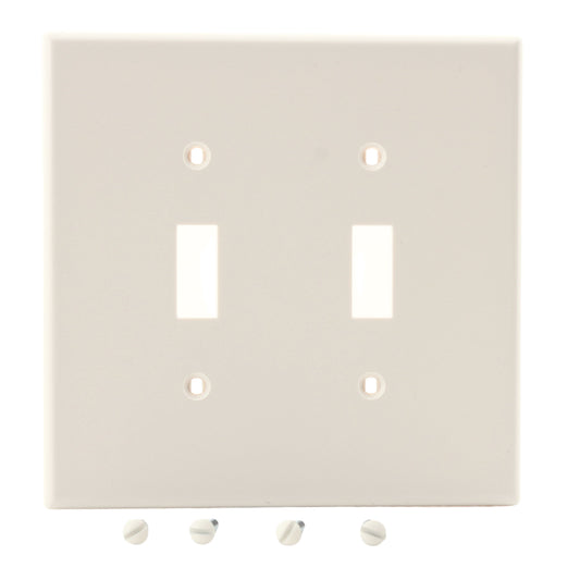 Hubbell PJ2LA Light Almond 2-Gang Unbreakable Mid-Size Toggle Switch Plate Cover