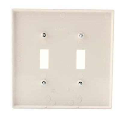 Hubbell PJ2LA Light Almond 2-Gang Unbreakable Mid-Size Toggle Switch Plate Cover