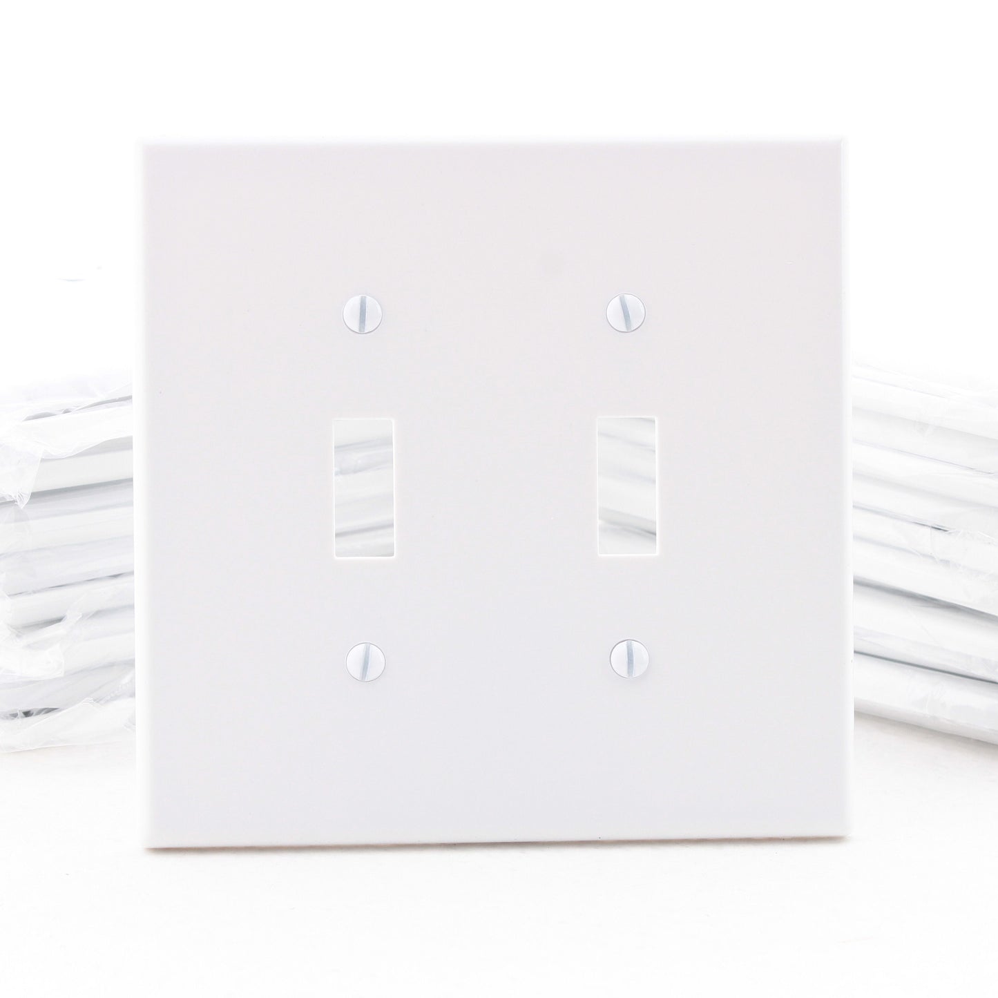 Hubbell PJ2W White 2-Gang Mid-Size Toggle Switch Cover Nylon Wallplates 25pcs