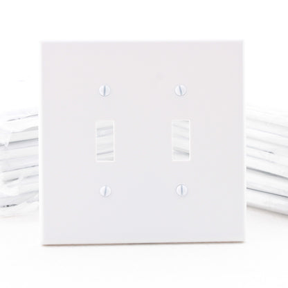 Hubbell PJ2W White 2-Gang Mid-Size Toggle Switch Cover Nylon Wallplates 25pcs