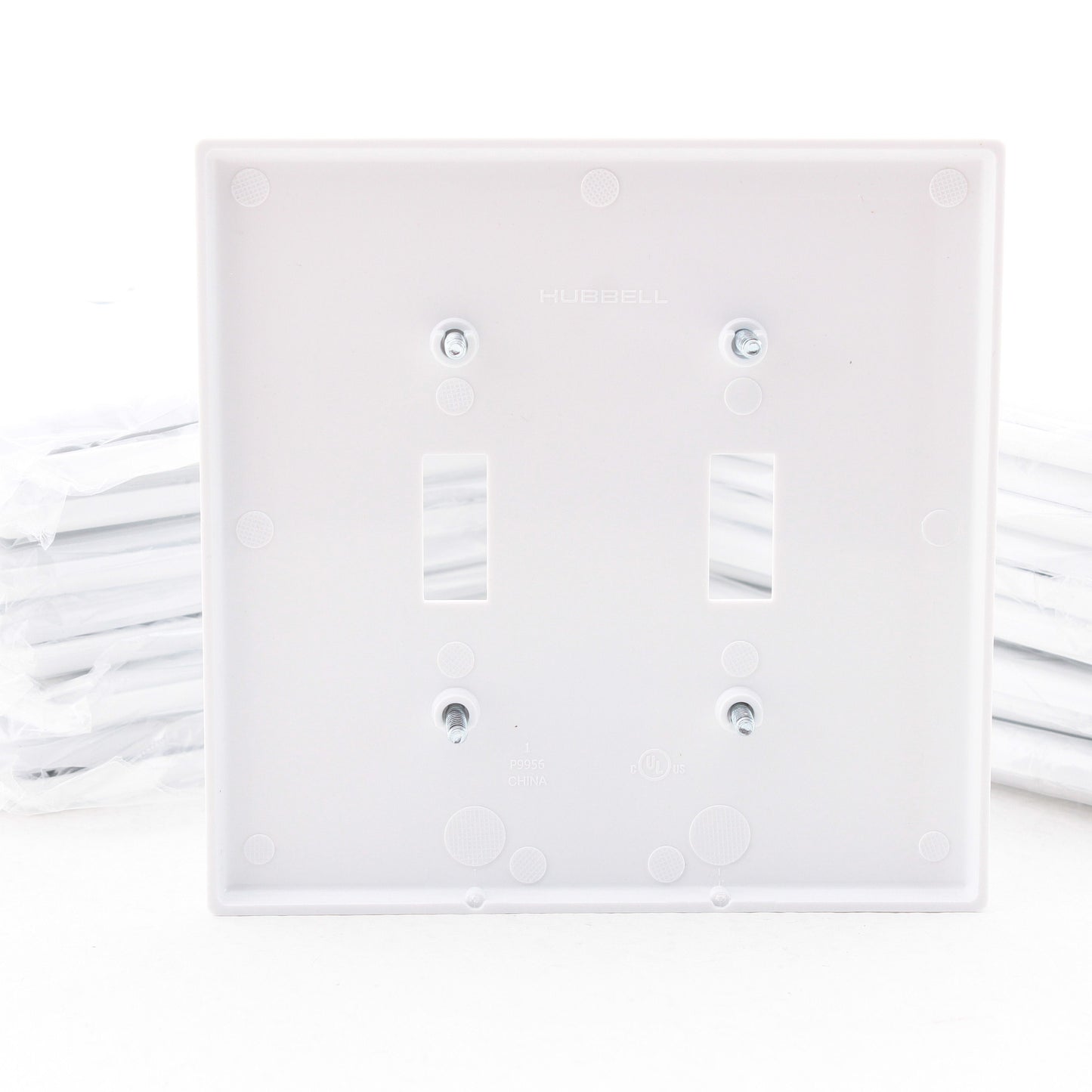 Hubbell PJ2W White 2-Gang Mid-Size Toggle Switch Cover Nylon Wallplates 25pcs