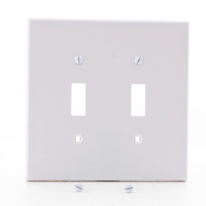 Hubbell PJ2W White 2-Gang Unbreakable Mid-Size Toggle Switch Cover Wallplate