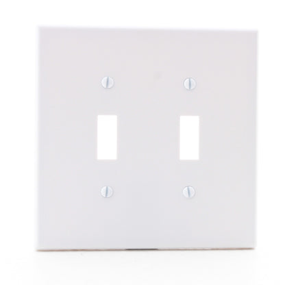 Hubbell PJ2W White 2-Gang Unbreakable Mid-Size Toggle Switch Cover Wallplate