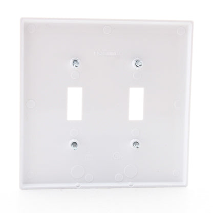 Hubbell PJ2W White 2-Gang Unbreakable Mid-Size Toggle Switch Cover Wallplate