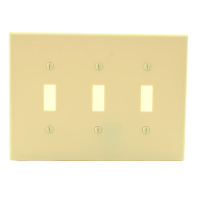 Hubbell PJ3I Ivory 3-Gang Unbreakable Mid-Size Toggle Switch Cover Wallplate
