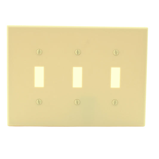 Hubbell PJ3I Ivory 3-Gang Unbreakable Mid-Size Toggle Switch Cover Wallplate