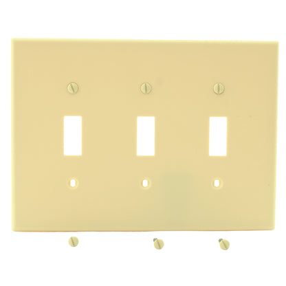 Hubbell PJ3I Ivory 3-Gang Unbreakable Mid-Size Toggle Switch Cover Wallplate