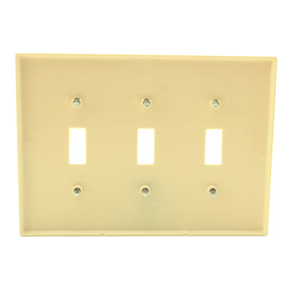 Hubbell PJ3I Ivory 3-Gang Unbreakable Mid-Size Toggle Switch Cover Wallplate