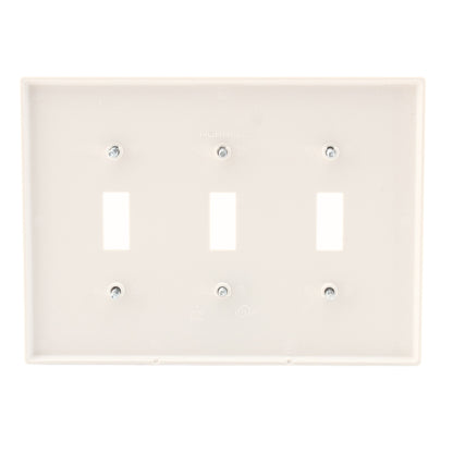 Hubbell PJ3LA Light Almond 3-Gang Unbreakable Mid-Size Toggle Switch Plate Cover