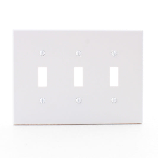 Hubbell PJ3W White 3-Gang Unbreakable Mid-Size Toggle Switch Cover Wallplate